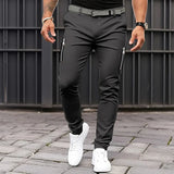 Bonsir Man Pure Cotton Zip Pockets Cargo Pants Fashion Mid Waist Solid Work Pants Streewtear Versatile Slim Trousers Men Clothing