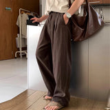 BONSIR  -  New Japanese Retro Men Casual Pants Luxury Draped Wide Leg Leisure Solid Color Straight Trousers High Quality Elegant Sweatpants