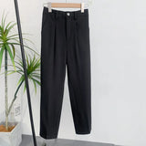 BONSIR  -  Black Suit Pants Men Slim Fit Social Mens Dress Pants Korean Casual Straight Pants Mens Office Formal Trousers Large Size 4XL