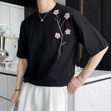Bonsir T Shirts for Men New Summer French Short Sleeve HipHop Embroidery Solid Color O-Neck Shirt Men Clothing Mens Streetwear Top Tees