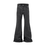 Bonsir Streetwear Washed Water Wave Patterned Micro Flared Jeans for Men Straight Pantalones Hombre Casual Baggy Denim Trousers