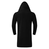 BONSIR  -  Fashion Men Hooded Poncho Loose Clothes Autumn Winter Mid-length Solid Punk Long Sleeve Coat Thicke Warm Cardigan Man Cloak