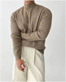 BONSIR  -  autumn and winter men's cashmere blended high-end half-high collar stretch-knit base pullover sweater