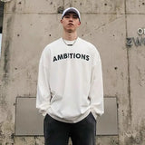 BONSIR  -  New heavyweight pure cotton American inner-paired letter printed long-sleeved T-shirt men's loose bottom round neck top trendy