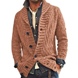 BONSIR  -  Autumn Winter New Fashion 2025 Men's Casual Trendy Loose Long Sleeve Turn-down Collar Single-breasted Knitted Sweater Coat Male
