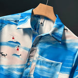 BONSIR  -  Hawaiian Style Beach Short-sleeved Shirt Men's Summer Fashion Thin Loose and Versatile Casual Vacation Seaside Shirt
