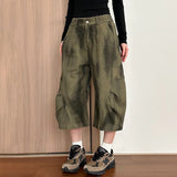 BONSIR  -  Y2k Cargo Deconstructed Distressed Contrasting Casual Cropped Pants Genderless Streetwear Fashion Cropped Shorts Unisex 2025 New