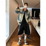 BONSIR  -  New spring and autumn design sense old denim jacket men's Korean version high-quality contrasting color casual collar