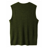BONSIR  -  New Popular Preppy Style Men Sweater Vest Casual Knitted Streetwear Solid Color V Neck Waistcoat Leisure High Quality Knitwear