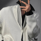 Bonsir Mens Sweater Contrast Color V-Neck Sweater Autumn Streetwear Personality Versatile Campus Long-Sleeve Jacket Men'S Clothing