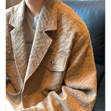 Bonsir Men's Clothing Vintage Blazer Collar Coat Men's Spring and Fall American Niche Design Pilot Jacket High Street Fashion Jacket
