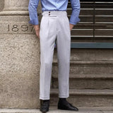 BONSIR  -  Mens Trousers Business Imitation Wool Casual Pants Streetwear Fashion British Business Straight Pants Men'S Clothing 2025 New
