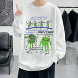 BONSIR  -  Mens Cartoon Embroidery Pullover Sweater Autumn Streetwear Casual Loose Knitted Sweater Men High Quality Warm Sweatshirt Jumper
