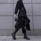 Bonsir Y2k Streamer Irregular Skirt Pants Gothic Dark Style Hakama Genderless Japanese Streetwear Casual Wide-Leg Samurai Pants Unisex