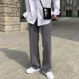 BONSIR  -  Black Gray Suit Pants Men Fashionable Social Mens Dress Pants Korean Loose Casual Straight Trousers Mens Office Formal Pants