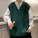 BONSIR  -  Autumn Streetwear Mens Loose Sweater Vest Casual Thermal Oversized Winter Sweater Vest Men Sweater Vest  for Daily Wear