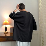 BONSIR  -  Summer Men T-shirt Short Sleeve Fabric Loose Unisex T Shirt
