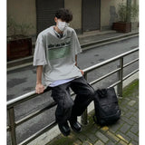 BONSIR  -  Mens Cotton Oversized T-shirt Summer Short Sleeve Loose Breathable T Shirts Men Hip Hop Print Y2k Tops Tee Harajuku Goth Clothes