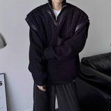 BONSIR  -  Dark thickened fur integrated vest vest for men's Japanese retro trendy brand loose versatile splicing V-neck jacket