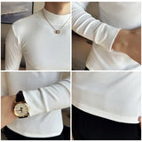 Bonsir 11 Color Autumn Winter Half Turtleneck Stretch T-shirt High Quality Slim Fit Casual Long Sleeved Cotton Tee Men Clothing 4XL-M