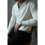 BONSIR  -  Men Sweater Men's Fall Winter Lapel Sweater Knitted Zipper Pullover Soft Warm Mid Length Casual Sweater for Men Lightweight Men