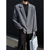 BONSIR  -  Black Blazer Jacket Men Fashion Society Mens Gray Dress Jacket Korean Loose Casual Suit Jacket Mens Office Formal Jackets M-3XL