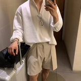 BONSIR  -  Oversized Korean-style Shirt Hanging Sense Shirt. Youth Long-sleeved Shirt Casual Travel Daily Street Fashion Men Loose-fitting