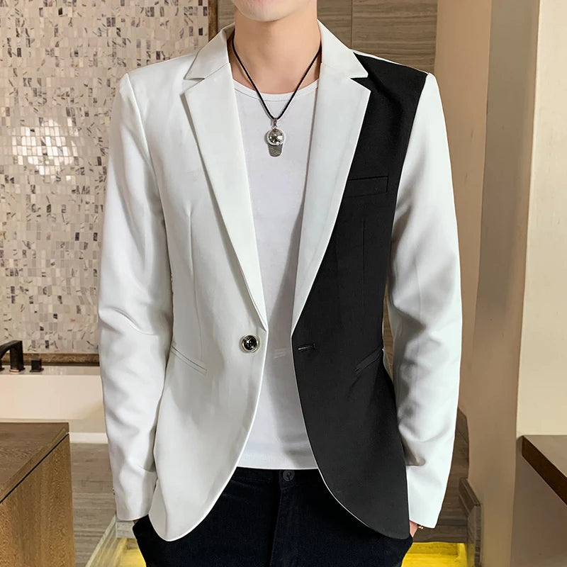 Bonsir Spring New Gradient Color Suit Jacket Men's Streetwear Korean Slim Fit Casual Blazer Wedding Business Clothing Suit Coats