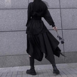 Bonsir Y2k Streamer Irregular Skirt Pants Gothic Dark Style Hakama Genderless Japanese Streetwear Casual Wide-Leg Samurai Pants Unisex