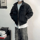 Bonsir Mens Fashion Trend Short Jacket Autumn And Winter Street Commuting Stand Collar Silhouette Workwear Casual Thickened Jacket