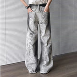 BONSIR  -  Mens Jeans Dirty Dye Hip-Hop Casual Pants Streetwear Fashion Personality Daily Versatile Straight Pants Men'S Clothing 2025 New