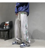 BONSIR  -  Autumn White Casual Pants Men Spliced straight Wardrobe Trousers Hong Kong Style High Street Wide-leg Sports Trousers