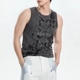 Bonsir Mens Vest Letter Print Stretch Slim Casual T-Shirt Spring/Summer Streetwear Fashion Tank Top Old Money Men'S Clothing New
