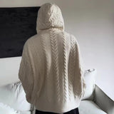 Bonsir Mens Hooded Sweater Textured Casual Knitted Sweater Genderless Spring Streetwear Fashion Warm Youth Campus Top Unisex 2025 New