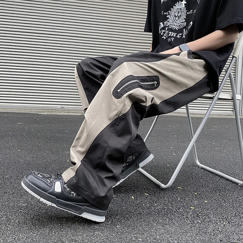 Bonsir Techwear Parachute Cargo Pants Men Patchwork Zipper Loose Casual Trousers Male Summer Streetwear Hip Hop Spliced 5XL