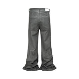Bonsir High Street Washed Gray Boot Cut for Men and Women Straight Frayed Casual Baggy Flare Jeans Oversized Loose Denim Trousers
