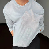 BONSIR  -  Mens T-Shirts Ice-Feeling Breathable Slightly Transparent T-Shirts Summer Streetwear Fashion Elastic Comfort Tops Men'S Clothing