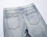 Bonsir Streetwear Ripped Damaged Washed Blue Baggy Denim Pants for Men Straight Distressed Casual Jeans Oversized Cargo Trousers