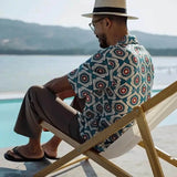 BONSIR  -  Y2K Shirt Shirt Floral Printed Summer Casual Tops Daily Vacation Floral High Stretch Holiday Lapel Men Polyester