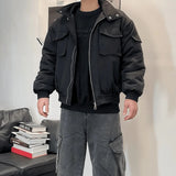 Bonsir Mens Fashion Trend Short Jacket Autumn And Winter Street Commuting Stand Collar Silhouette Workwear Casual Thickened Jacket