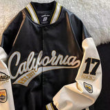 BONSIR  -  PU Leather Varsity Bomber Jacket Embroidery Pilot Baseball Jacket Men Hip-Hop Streetwear Women New Harajuku Loose Coats