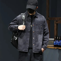 Bonsir Mens Shirt Washed Sunscreen Handsome Denim Long Sleeved Shirt Autumn Casual Daily Harajuku Vintage Cargo Outfit Men’s Clothing