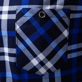 BONSIR  -  Autumn Mens Shirts Quality Dress Shirts Long Sleeve Slim Fit Solid Plaid Business Formal Blue Shirt Male Social Clothing