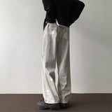 Bonsir Distressed White Wide-leg Jeans Pants Men Vintage Denim Male Loose Casual Japanese Streetwear Daily Casual Mopping Trousers
