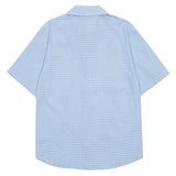 BONSIR  -  Fun Print Plaid Shirts Mens Streetwear Harajuku Cotton Casual Blouse Men Summer Preppy Style Oversized Short Sleeve Shirts Male