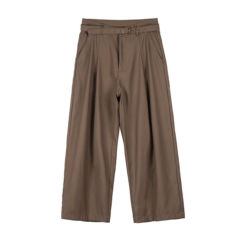 Bonsir -  wear /men's vintage casual Wide Leg Pants with belt for Male Autumn tide new Loose all-match Pants 2Y272