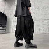 Bonsir Mens Casual Large Pocket Dark Style Overalls Genderless New Trendy Sports Loose Large Size Simple Streetwear Unisex
