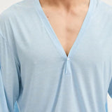 BONSIR  -  Mens T-Shirt V-Neck Thin Shirt Summer Breathable Daily Plain Simple Comfort Personality Long-Sleeve Top Men'S Clothing 2025 New