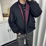 Bonsir Motorcycle Baseball Collar Cotton Coat Double-Sided Flight Jacket 2025 Spring Autumn Fashion Trend High Street Y2k Jacket Men
