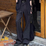 BONSIR  -  Mens Trousers With Straps Drapes Casual Pants Streetwear Fashion Dark Personality Versatile Straight Pants Men'S Clothing 2025